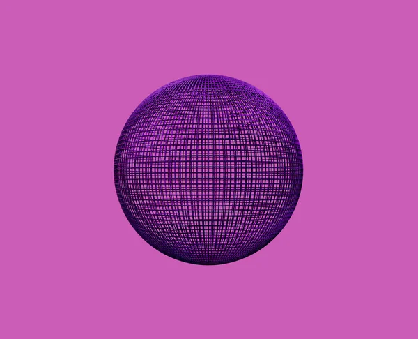 Maille abstraite Sphère sur fond rose, rendu 3D — Photo
