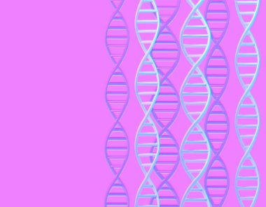 Pembe arka planda DNA molekülleri yapıları. Bilim ve Teknoloji, 3D görüntüleme