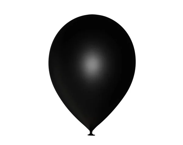 Ένα Μαύρο Μπαλόνι Κοντά Απομονωμένο Λευκό Καθιστούν — Φωτογραφία Αρχείου