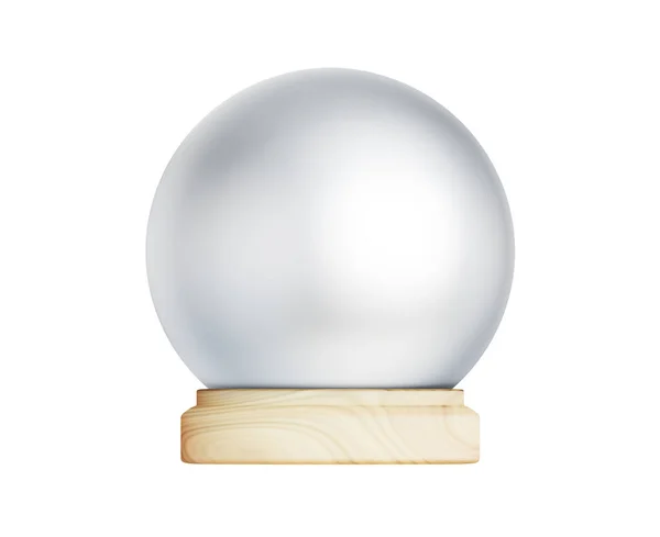 Souvenir White Ball Wooden Stand Snow Globe Magic Ball Render — Stock Photo, Image