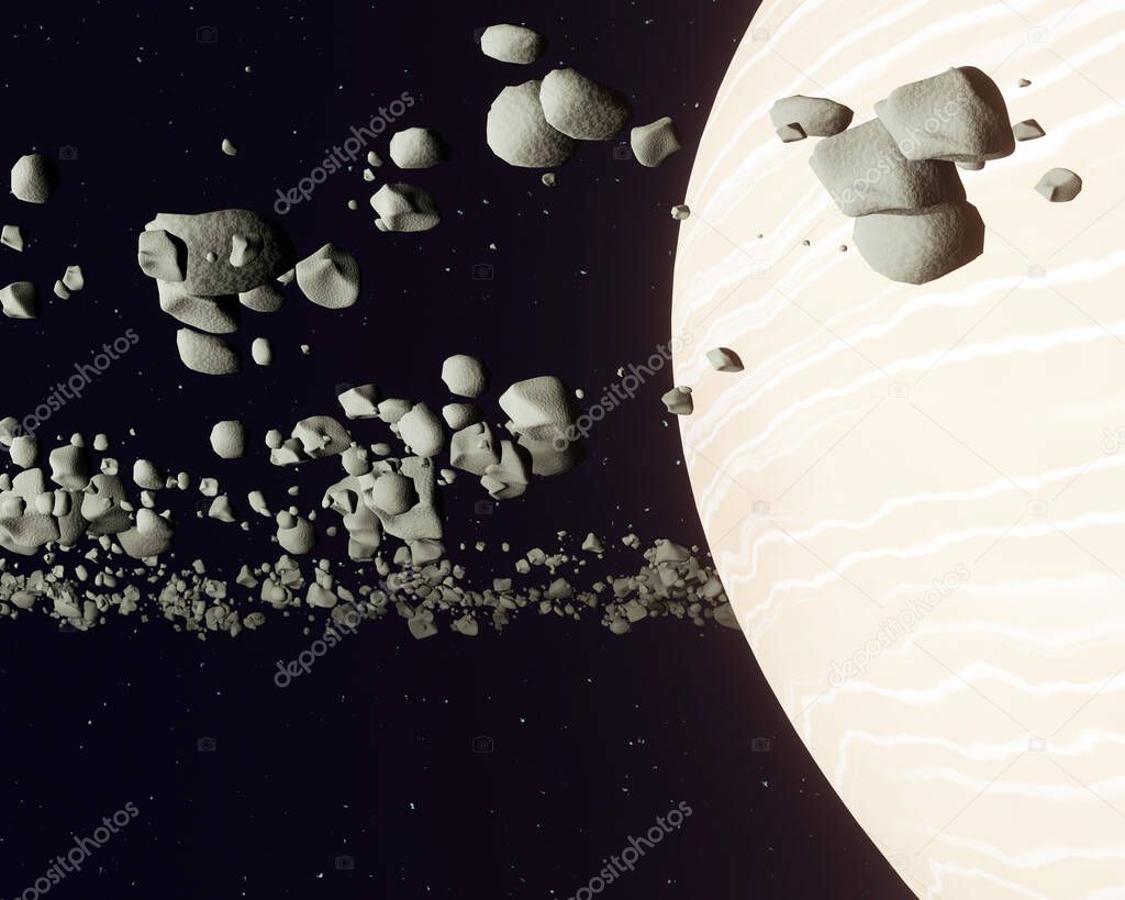 Planet Saturn or Jupiter close-up with ring. 3d illustration