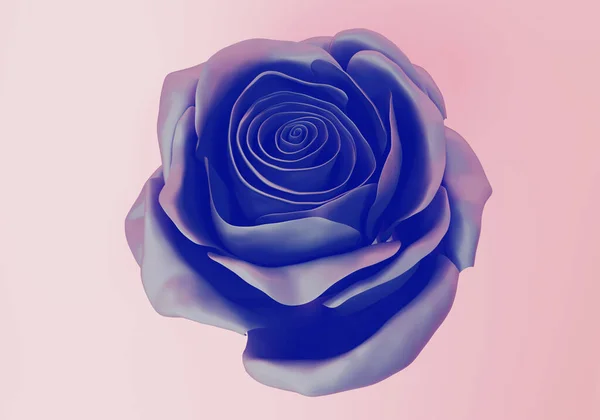 Jedna Krásná Lesklá Modrá Růže Bud Zblízka Vykreslení — Stock fotografie