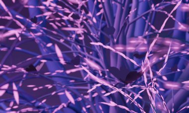 Peri ormanında bir dalda oturan güzel alçak polyester kelebek, yumuşak odaklı, üç boyutlu...