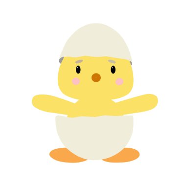 Kabuklu, yumurtadan çıkmış, sevimli bir piliç.