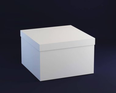 Koyu arkaplan üzerinde basit karton kutu, 3d görüntüleme
