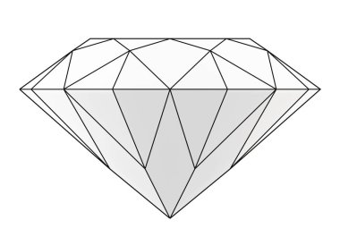 Grafik hatlı elmas beyaz, basit çokgen parlak, 3D görüntüleme