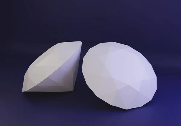 ホワイトペーパーダイヤモンド ローポリペーパークラフト 紙の家の装飾 3Dレンダリング — ストック写真