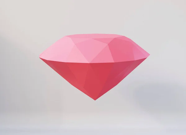 Pink paper diamond on gray background, 3d render — Stock Photo, Image