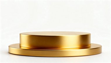 Beyaz Arkaplanda Lüks Altın Podyum, Minimalist Altın Ürün Marka Gösterimi, Ödül Sunumu, Kozmetik, Mücevher ve Moda Tasarımı.