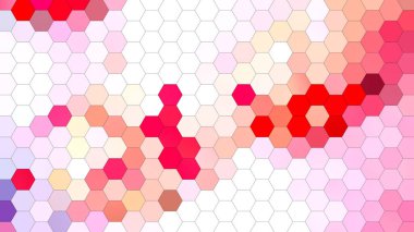 Geometrik bal peteği desenli ve pikselli desenli 4K soyut altıgen mozaik arka plan. Kopyalama alanı olan modern dijital arkaplan, markalaşma, web siteleri, sunumlar, uygulamalar, reklamlar, duvar kağıtları ve gelecekteki tasarım projeleri için ideal.
