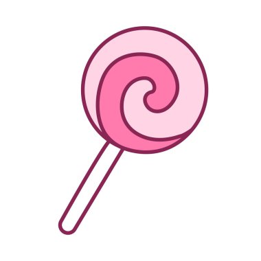 Düz Çizgi Biçimli Pembe Lolipop Şeker Simgesi, Beyaz Arkaplanda İzole Edilmiş Tatlı Tatlı Tatlı Tatlı Tatlı İllüstrasyon, Sevgililer Günü Tatlı Şeker Sembolü, Çıkartma, Damgalama ve Sosyal Medya Grafikleri.