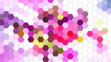 Geometrik bal peteği desenli ve pikselli desenli 4K soyut altıgen mozaik arka plan. Kopyalama alanı olan modern dijital arkaplan, markalaşma, web siteleri, sunumlar, uygulamalar, reklamlar, duvar kağıtları ve gelecekteki tasarım projeleri için ideal.