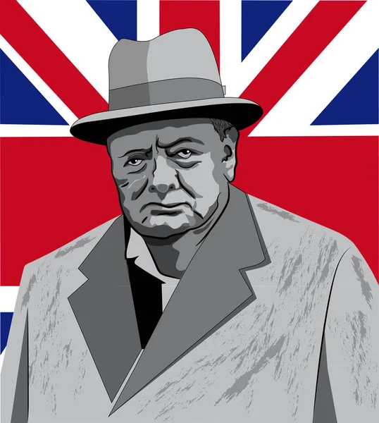 Bust British Prime Minister Winston Churchill — Stock Vector