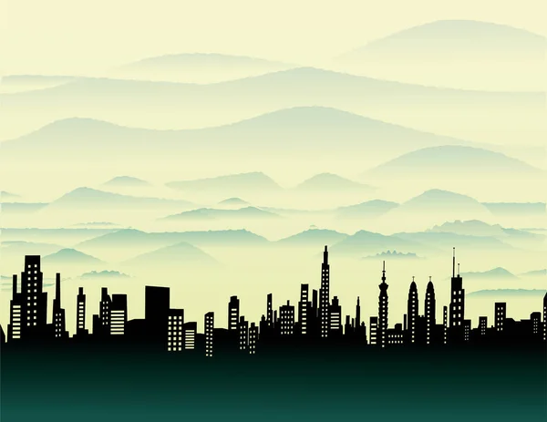 City Stands Backdrop Mountains Royalty Free Stock Vectors