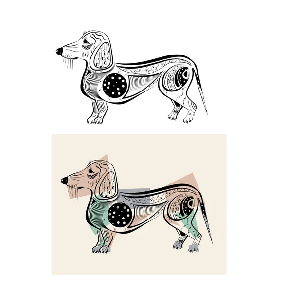 Pequeño dachshund divertido — Vector de stock