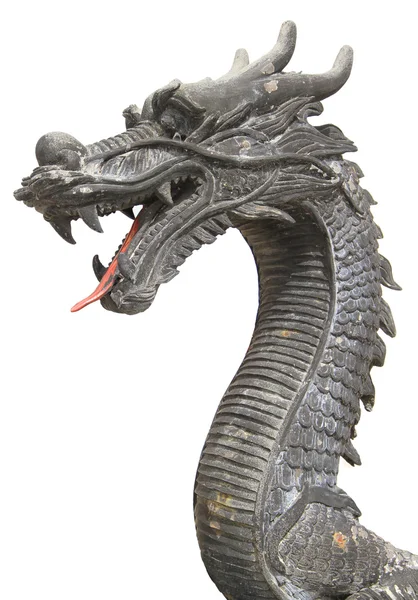 Ancient dragon statue isolated on white background — Stock Photo, Image