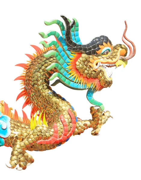 Chinese dragon statue isolated on white background — Stock Photo, Image