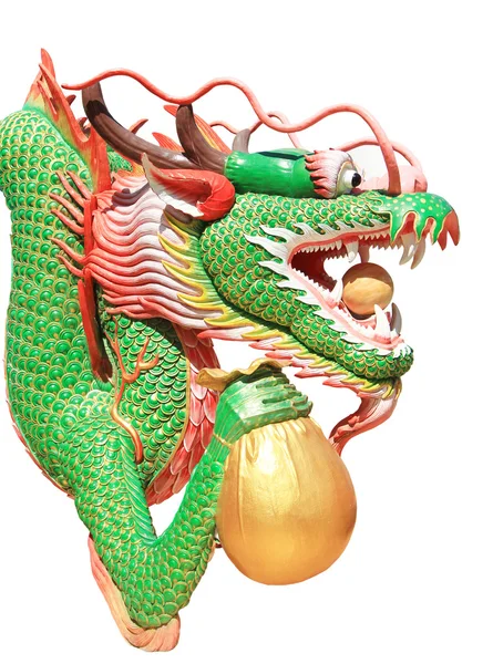 Čínský drak socha izolované na bílém pozadí — Stock fotografie