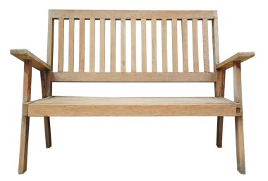 Beyaz arkaplanda izole edilmiş eski ahşap bank