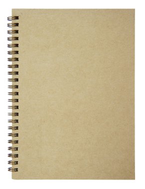 kahverengi defter beyaz arkaplanda izole edildi