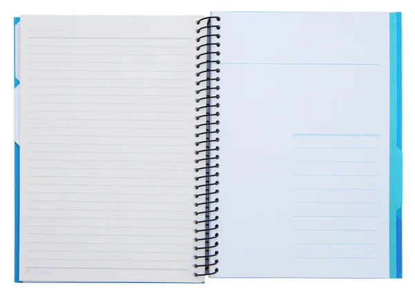 Otwarty notatnik izolowany na białym tle — Zdjęcie stockowe