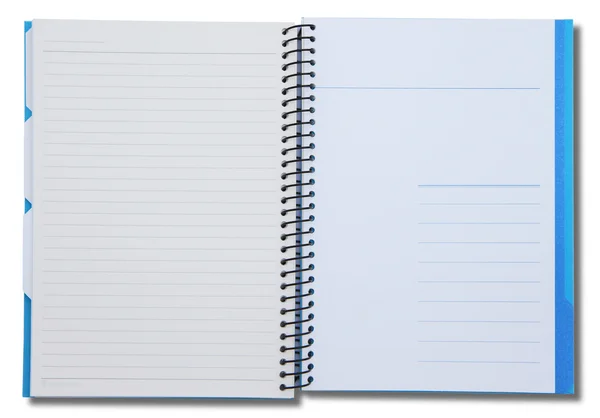 Notebook aberto isolado no fundo branco — Fotografia de Stock