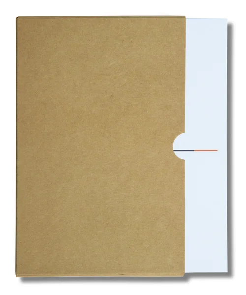 Carnet blanc en papier brun isolé sur fond blanc — Photo