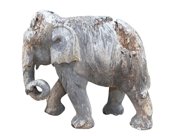 Elefante de escultura em ruínas isolado no fundo branco — Fotografia de Stock
