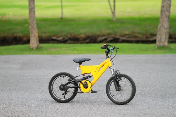 Bicicletta colorata parcheggiata per strada nel parco — Foto Stock