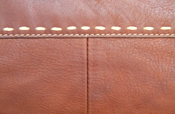 Cuero marrón y puntada — Foto de Stock