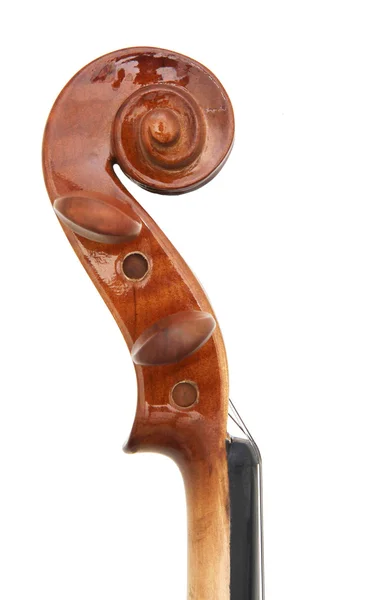 Violin peg and scroll — Stock Photo, Image