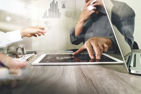 Businessman making presentation with his colleagues and business