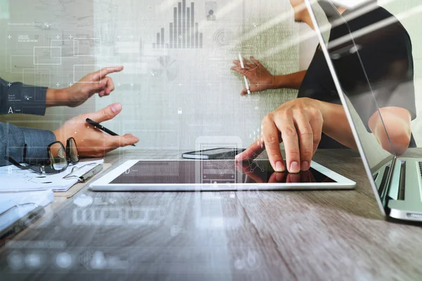 Businessman making presentation with his colleagues and business