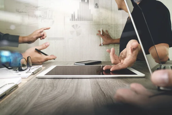 Businessman making presentation with his colleagues and business