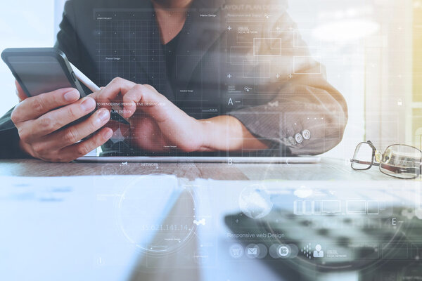 business documents on office table with digital tablet computer 