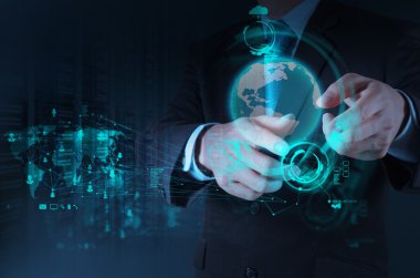 işadamı el kavram olarak yeni modern teknoloji ile çalışma 