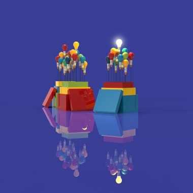 kalem ampul 3d olarak düşünmek dışındaki kutusu ve liderlik 