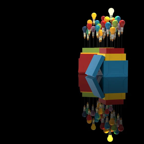 Matita lampadina 3d come pensare al di fuori della scatola e la leadership — Foto Stock