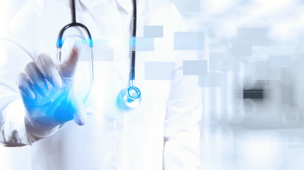 Medicine doctor working with modern computer interface — Stock Photo, Image