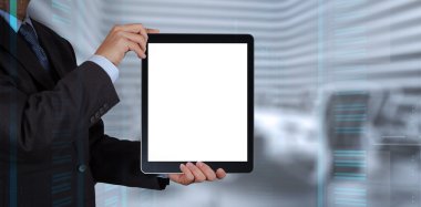 işadamı başarı kendi boş tablet bilgisayar ile çalışma