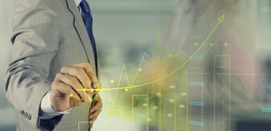 yeni modern bilgisayar ve iş s çalışma iş adamı el