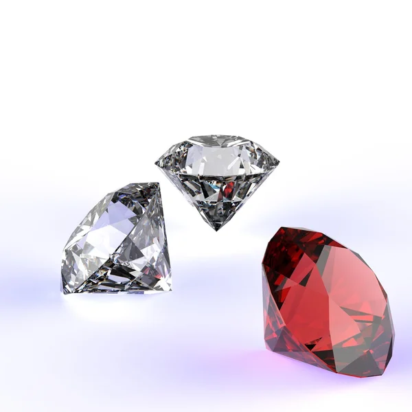 Diamantes composición 3d en blanco —  Fotos de Stock