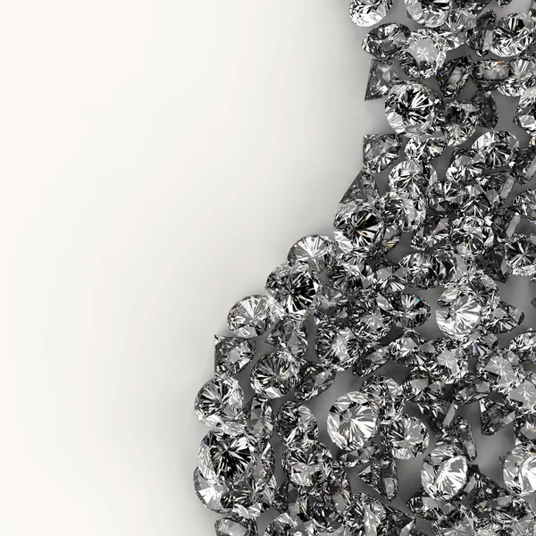 Diamantes composición 3d en blanco — Foto de Stock