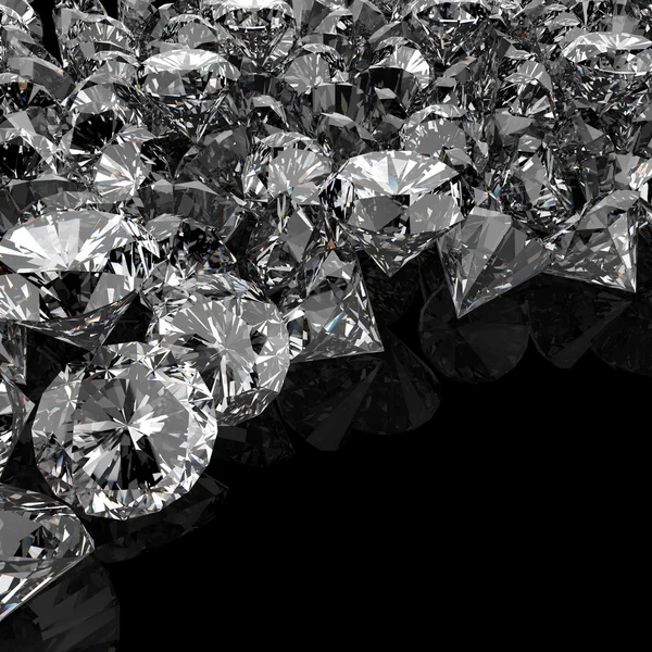 Diamantes composición 3d sobre fondo negro — Foto de Stock