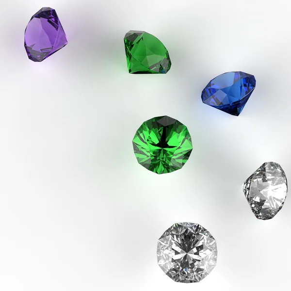 Diamants composition 3d sur blanc comme joyeux x mas concept — Photo