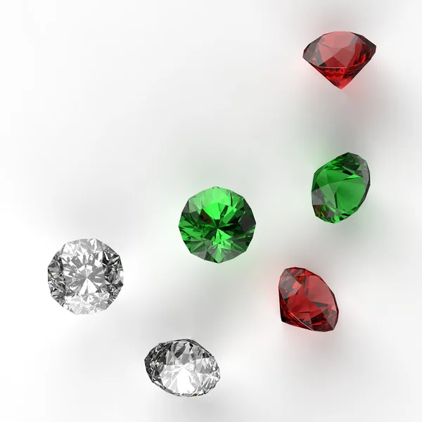 Diamonds 3d composition on white as merry's x mas concept — Stock Photo, Image