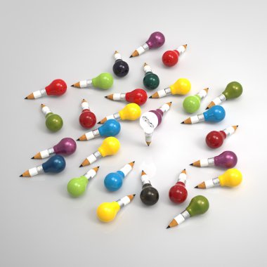 3D kalem ampul gears ile liderlik kavram olarak 