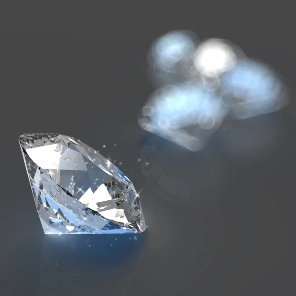 Diamantes composición 3d sobre fondo gris — Foto de Stock