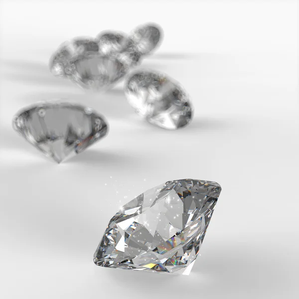 Diamantes composición 3d sobre fondo blanco —  Fotos de Stock