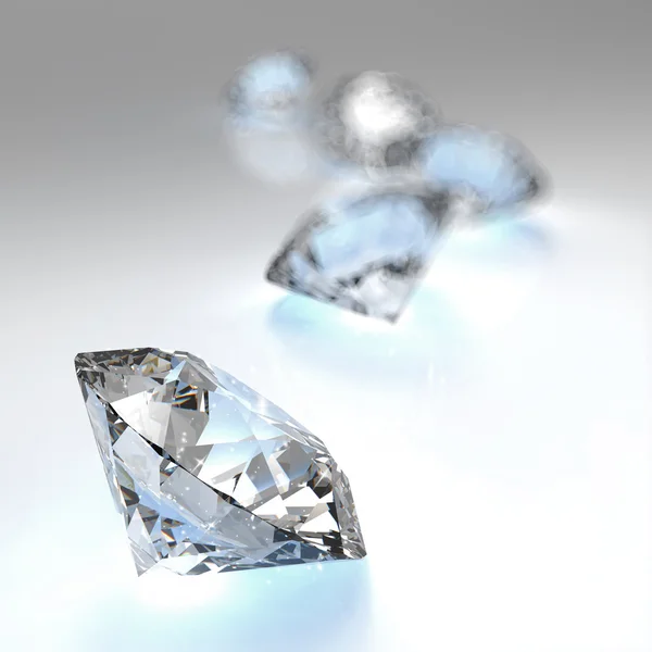 Diamantes composición 3d sobre fondo blanco — Foto de Stock